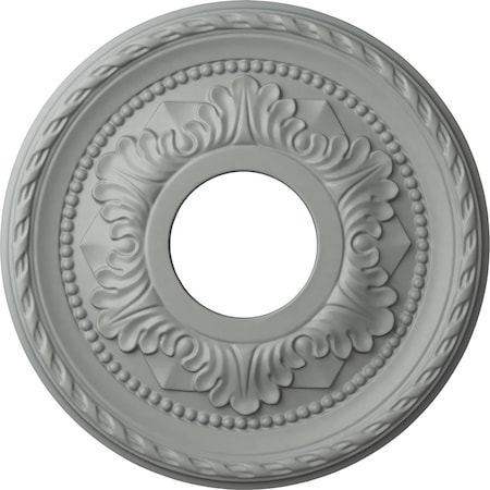 Ekena Millwork Palmetto Ceiling Medallion (Fits Canopies up to 4 7/8"), 12 1/8"OD x 3 1/2"ID x 1"P, Primed White CM12PM